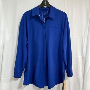 Nike 24.7 Womens Dri-FIT Oversized Perfect Stretch Shirt Blue Size M NWT $130